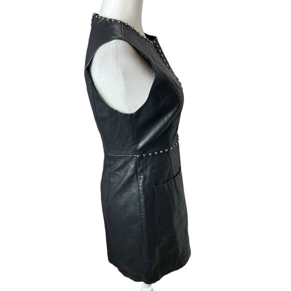 Forever 21 Black Faux Leather Dress with Studs Size Small Petite NWT - Picture 5 of 11